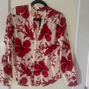 Fashion Nova red and white Floral Emotions top NWT